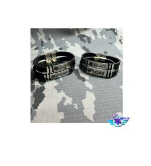 Pulsera de acero grabada emergencias sanitarias