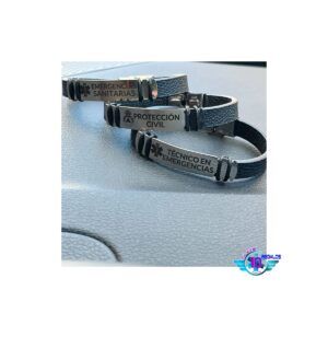 Pulsera de acero grabada emergencias sanitarias